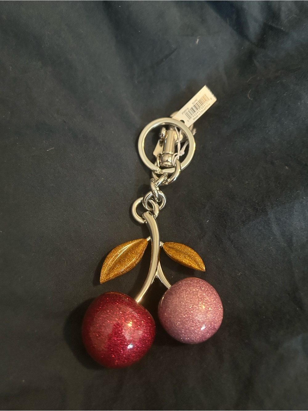 Silver and Pink Women's Cherry Keychain
